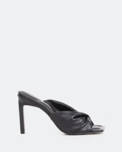 Mules-L'INTERVALLE Paqueta, Black Leather/Cuir Noir