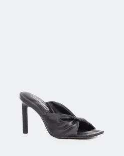 Mules-L'INTERVALLE Paqueta, Black Leather/Cuir Noir