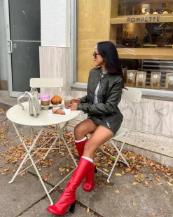 Stretch|Tall Boots-L'INTERVALLE Philina Red Stretch