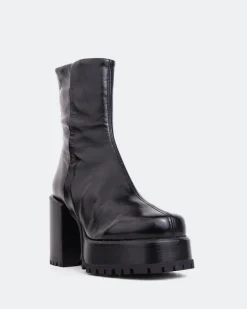 Platform|Ankle Boots-L'INTERVALLE Prescot Black Leather