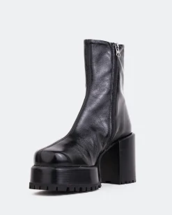 Platform|Ankle Boots-L'INTERVALLE Prescot Black Leather