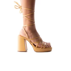 Platform|Strappy-L'INTERVALLE Promenade Camel Leather