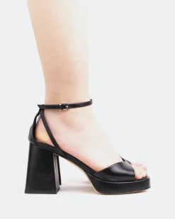 Platform-L'INTERVALLE Pujol, Black Leather/Cuir Noir