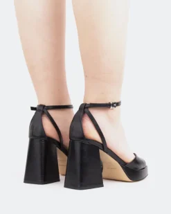 Platform-L'INTERVALLE Pujol, Black Leather/Cuir Noir
