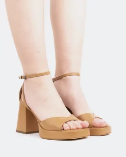 Platform-L'INTERVALLE Pujol, Camel Leather/Cuir Chameau