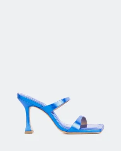 Mules-L'INTERVALLE Pyramid, Blue Metal/Métal Bleu