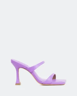 Mules-L'INTERVALLE Pyramid, Purple Leather/Cuir Violet
