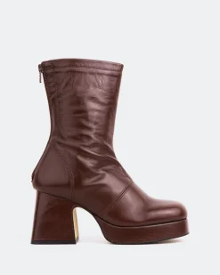 Platform|Ankle Boots-L'INTERVALLE Qoli Chestnut Leather