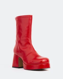 Platform|Ankle Boots-L'INTERVALLE Qoli Red Leather