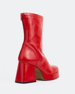 Platform|Ankle Boots-L'INTERVALLE Qoli Red Leather