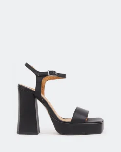 Platform|High Heels-L'INTERVALLE Rabanne, Black Leather/Cuir Noir