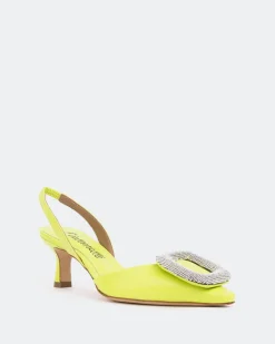 Slingbacks-L'INTERVALLE Reale, Green Leather/Cuir Vert
