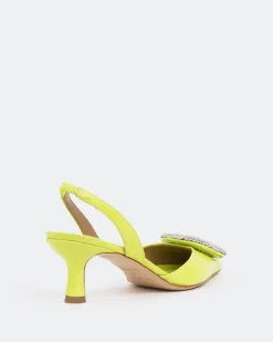 Slingbacks-L'INTERVALLE Reale, Green Leather/Cuir Vert