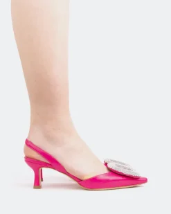 Slingbacks-L'INTERVALLE Reale, Pink Leather/Cuir Rose