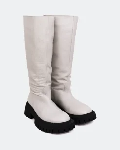 Tall Boots-L'INTERVALLE Rector Off White Leather