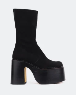 Ankle Boots-L'INTERVALLE Remington Black Suede Stretch