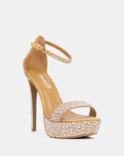 Platform|High Heels-L'INTERVALLE Rinna, Camel Suede/Suède Chameau