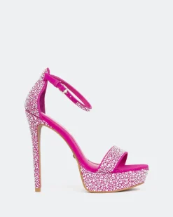 Platform|High Heels-L'INTERVALLE Rinna, Fucshia Suede/Suède Fucshia