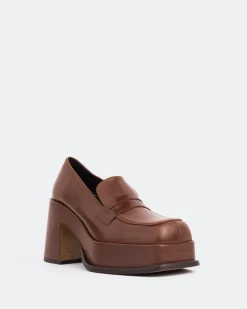 Platforms|Loafers-L'INTERVALLE Rochfort Chestnut Leather