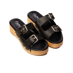 Wood Sandals-L'INTERVALLE Ronja Black Leather