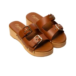 Wood Sandals-L'INTERVALLE Ronja Tan Leather