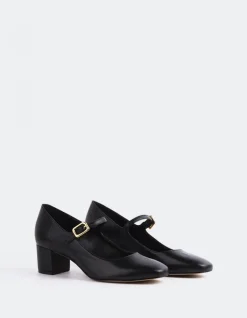 Mary-jane-L'INTERVALLE Rosalba Black Leather