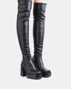 Over-the-knee|Stretch-L'INTERVALLE Safron Black Stretch