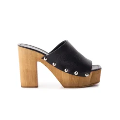 Wood Sandals-L'INTERVALLE Selma Black Leather