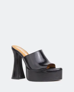 Platform-L'INTERVALLE Shore Black Leather/Cuir Noir