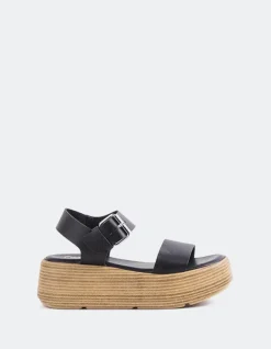 Platform-L'INTERVALLE Snapper Black Leather