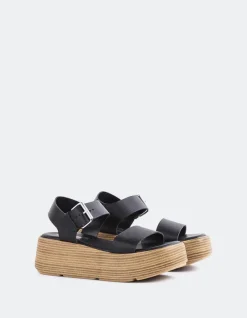 Platform-L'INTERVALLE Snapper Black Leather