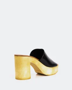 Wood Sandals-L'INTERVALLE Snicker Black Leather
