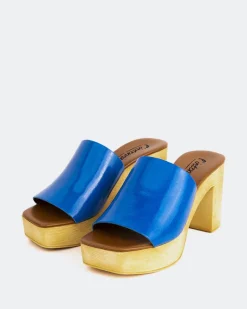 Wood Sandals-L'INTERVALLE Snicker Blue Leather