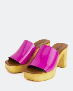 Wood Sandals-L'INTERVALLE Snicker Fuchsia Leather
