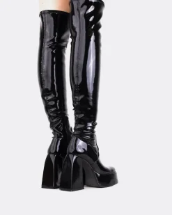 Over-the-knee|Stretch-L'INTERVALLE Sonny Black Patent Stretch