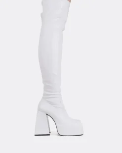 Over-the-knee|Stretch-L'INTERVALLE Sonny White Patent Stretch