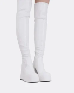 Over-the-knee|Stretch-L'INTERVALLE Sonny White Patent Stretch