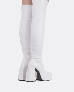 Over-the-knee|Stretch-L'INTERVALLE Sonny White Patent Stretch
