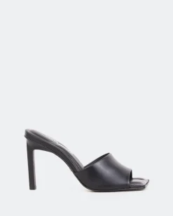 Mules-L'INTERVALLE Sosua, Black Leather/Cuir Noir