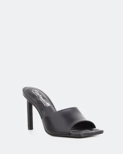 Mules-L'INTERVALLE Sosua, Black Leather/Cuir Noir