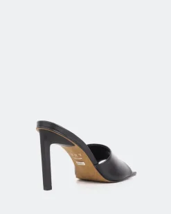 Mules-L'INTERVALLE Sosua, Black Leather/Cuir Noir