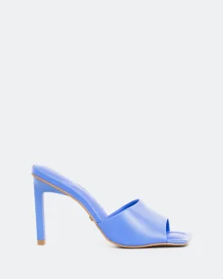 Mules-L'INTERVALLE Sosua, Blue Leather/Cuir Bleu