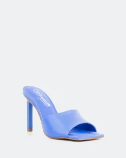 Mules-L'INTERVALLE Sosua, Blue Leather/Cuir Bleu