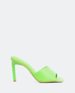 Mules-L'INTERVALLE Sosua, Green Leather/Cuir Vert