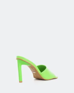 Mules-L'INTERVALLE Sosua, Green Leather/Cuir Vert