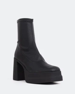 Platform|Ankle Boots-L'INTERVALLE Spagna Black Stretch