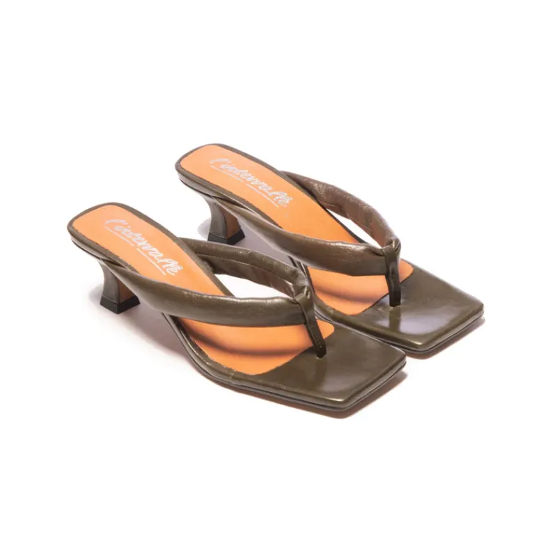 Mid Heels-L'INTERVALLE Spritz Khaki Leather