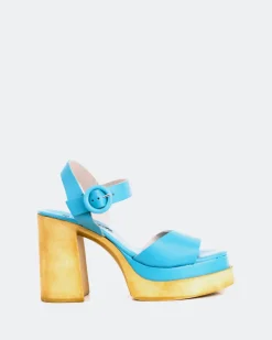 Wood Sandals|Platform-L'INTERVALLE Starburst Blue Leather