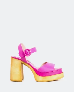 Wood Sandals|Platform-L'INTERVALLE Starburst Fuchsia Leather