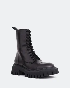 Lace-up|Ankle Boots-L'INTERVALLE Styles Black Leather